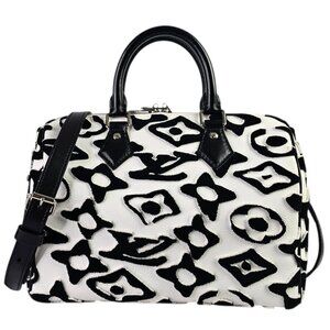 Louis Vuitton x Urs Fischer Speedy Bandoulière 25 Black White Shoulder Strap Bag